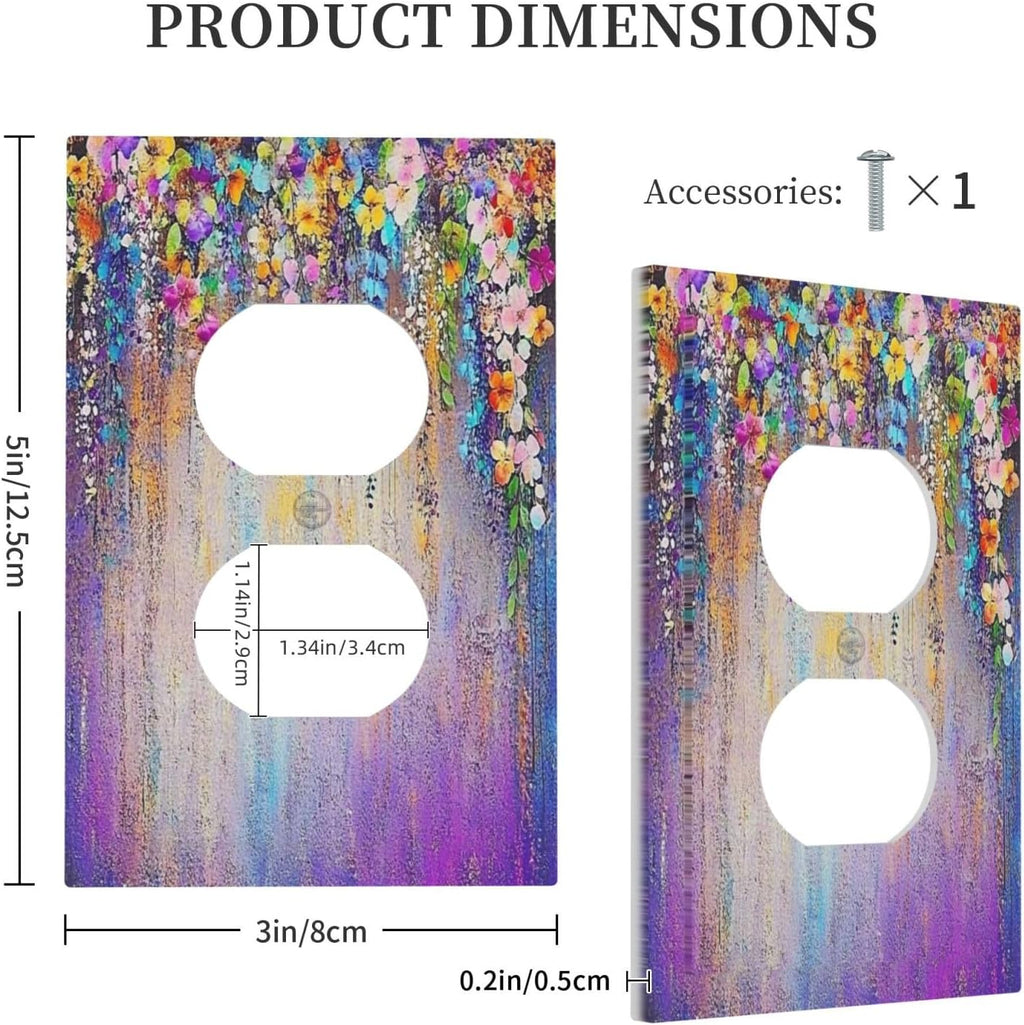 Colorful Country Flower Wildflower Floral Outlet Covers 1 Gang Duplex Light Switch Cover Decorative Switch Plates Electrical Receptacle Faceplate Wall Plate For Bed Room Living Room Decor