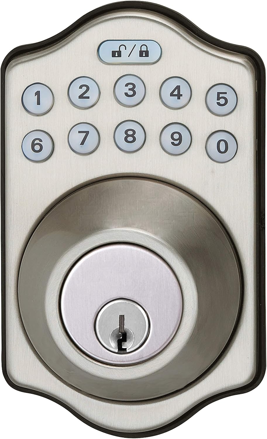 Amazon Basics Electronic Keypad Deadbolt Door Lock with Touch-Control Keyless Entry Door Lock, Keyed Entry Option, Traditional, Satin Nickel, 6-Pack