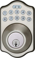Amazon Basics Electronic Keypad Deadbolt Door Lock with Touch-Control Keyless Entry Door Lock, Keyed Entry Option, Traditional, Satin Nickel, 6-Pack