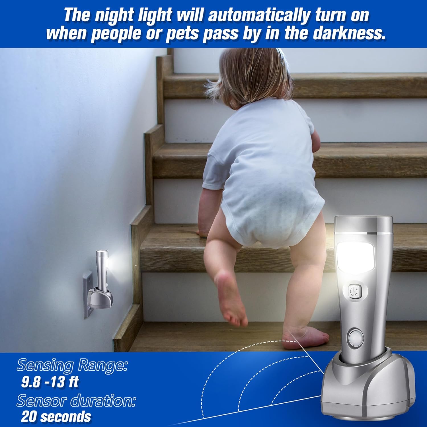 Enhon 4 Pack Rechargeable 4-in-1 LED Emergency Lights, Plug-in Flashlights with Motion Sensor Night Light, Auto-On Power Failure Light for Home, Hurricane, and Outage Supplies