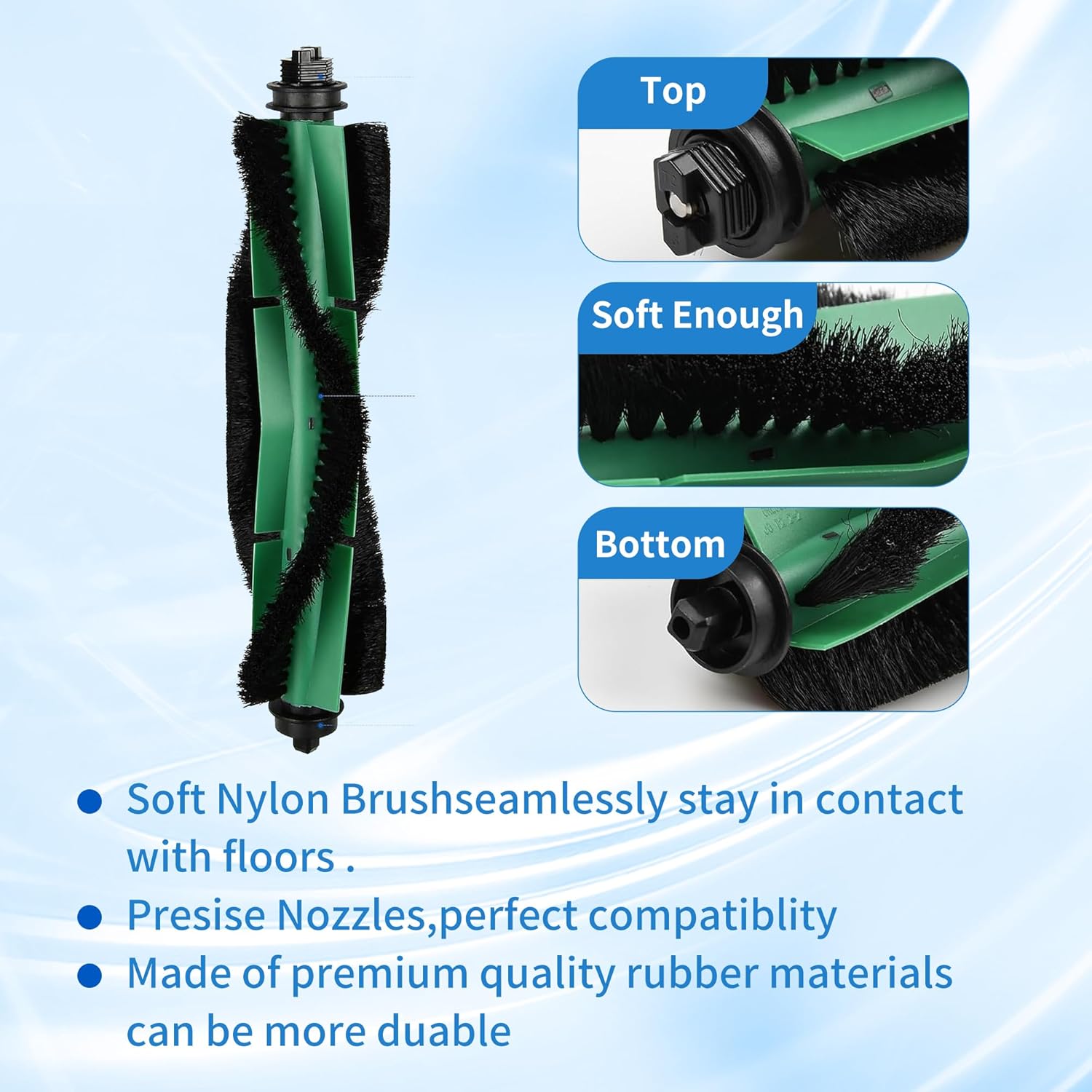 Replacement Parts Compatible with Irobot Roomba Essential Vacuum 100(1000) Series 104 105 106 108 1010 1020 Vac/Combo Y0110 Y0140 Q011 Q0120 Q0520 Includes 1 Brush Roller & 6 Side Brush & 6 Filters