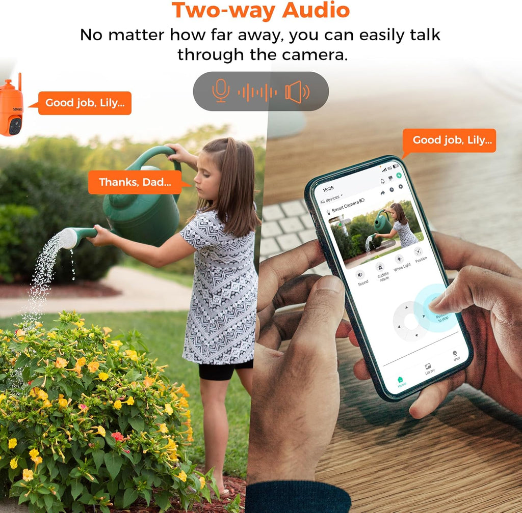 SOVMIKU Hephaestus 2X1 Active Defense Solar Security Camera Wireless Outdoor,PIR Motion Detection, Easy to Setup, Starlight Color Night Vision,Two Way Audio, Audible Flashlight Siren,SD Slot