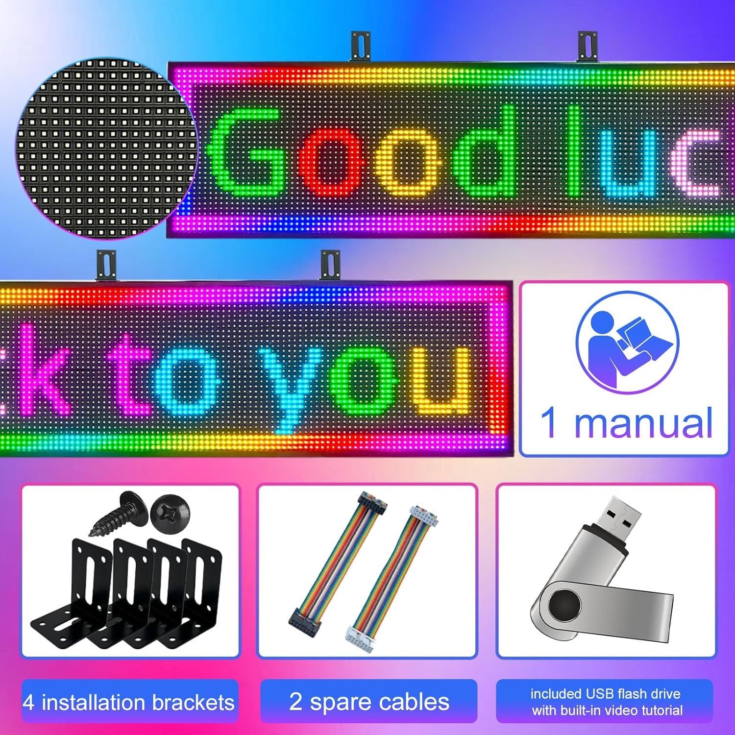 Programmable Scrolling LED Sign Outdoor Signs for Businesses Pantalla LED Para Publicidad Waterproof Digital Display Board - Custom Electronic Message Panel for Wall (Letrero) 26"X14"