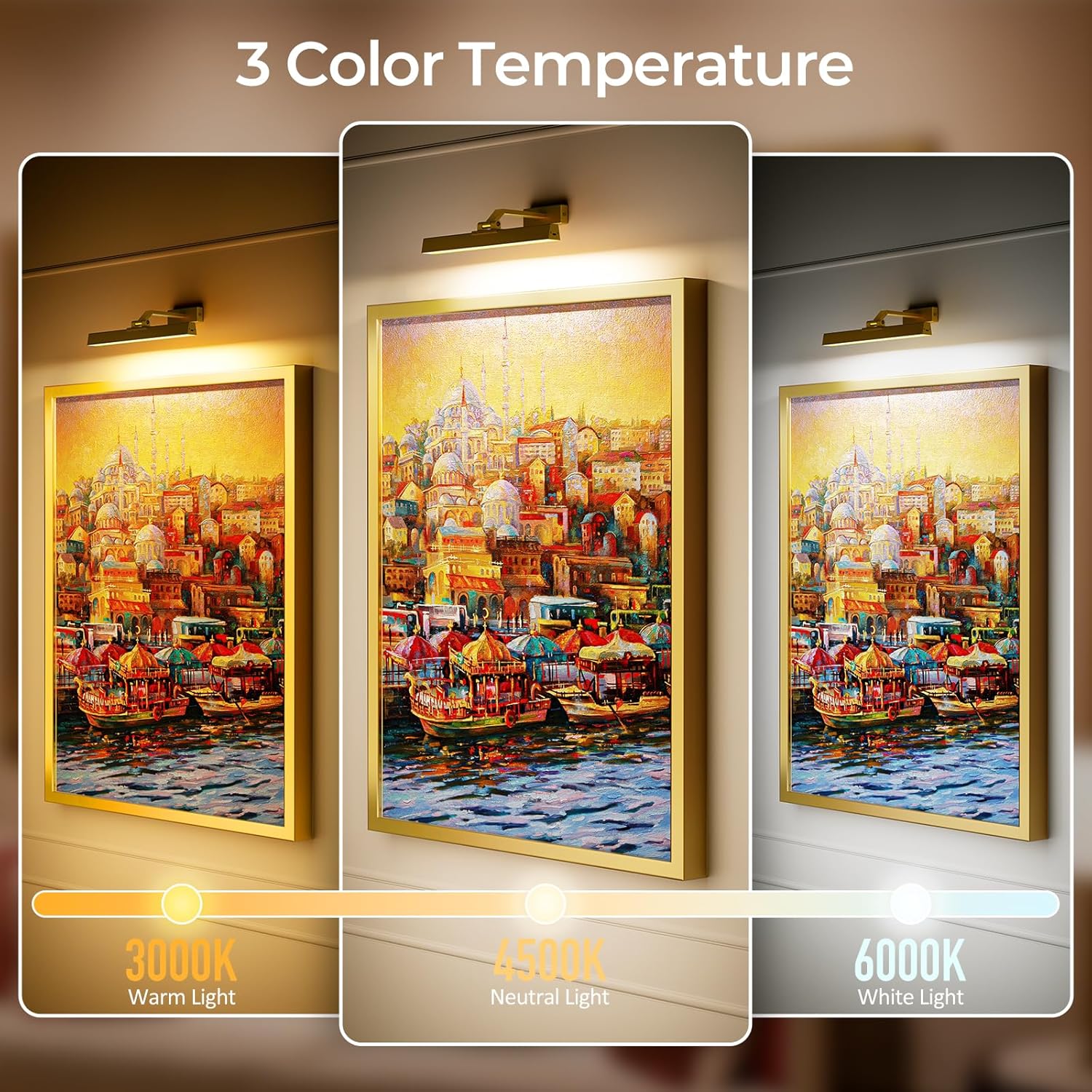 Picture Lights Wall Light 16in CCT Gallery Light | Battery Operated, Timer, Remote Control, Adjustable Brightness, Long Lasting, for Wall, for Paintings, for Living Room, Art, Dartboard, Decor