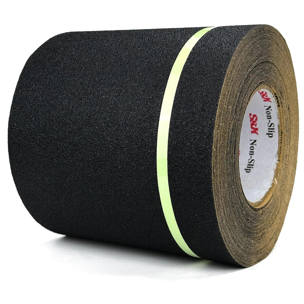 S&X Anti Slip Tape 6 Inch x 60 Ft, 2X Longer Heavy Duty Grip Tape with Glow-in-Dark Strip, Outdoor Stair Treads Non-Slip for Steps, Ramps, Boats, Decks, Non-Skid Safety, Long-Lasting