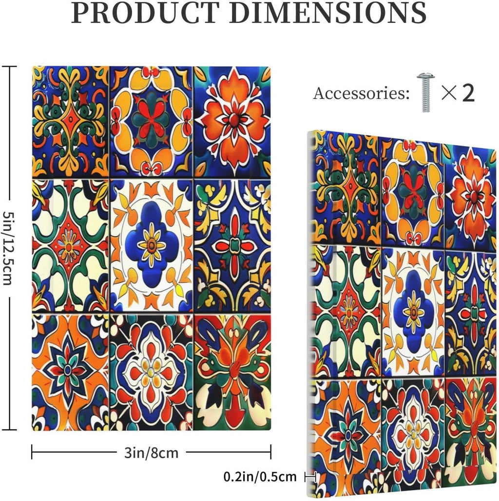 Light Switch Cover Plate Colorful Mexican Talavera Vintage Boho Floral 1 Gang No Device Blank Electrical Wall Plates Faceplate Decorative Switch Plate For Farmhouse Cabin Decor