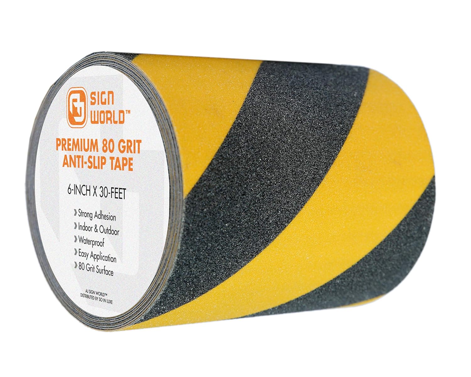 Best Anti-Slip Grip Tape, 6" x 30 FT, Black & Yellow Striped, 80 Grit, Industrial Grade, Indoor, Outdoor, Weatherproof (6-Inch x 30 Feet Roll)