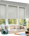 Yoolax Motorized Blinds with Remote, Smart Blinds for Windows Motorized Roller Shades, Automatic Window Shades Compatible with Alexa Custom Size (Light Filtering-Horizontal Beige)
