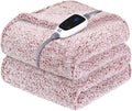 SEALY Electric Blanket Heated Throw 50"x60" Soft Double Sherpa Super Cozy with 6 Fast Heating Levels & 2-10 Hours Auto-Off, Over-Heat Protection, Machine Washable, Rust Red