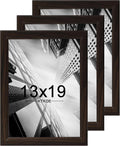 KTKDE 13x19 Picture Frame Set of 3 Walnut Wooden frames, Vertical & Horizontal Wall Hanging for Wall Display,Studio Gallery Photo Frame for Photos, Posters & Art Prints