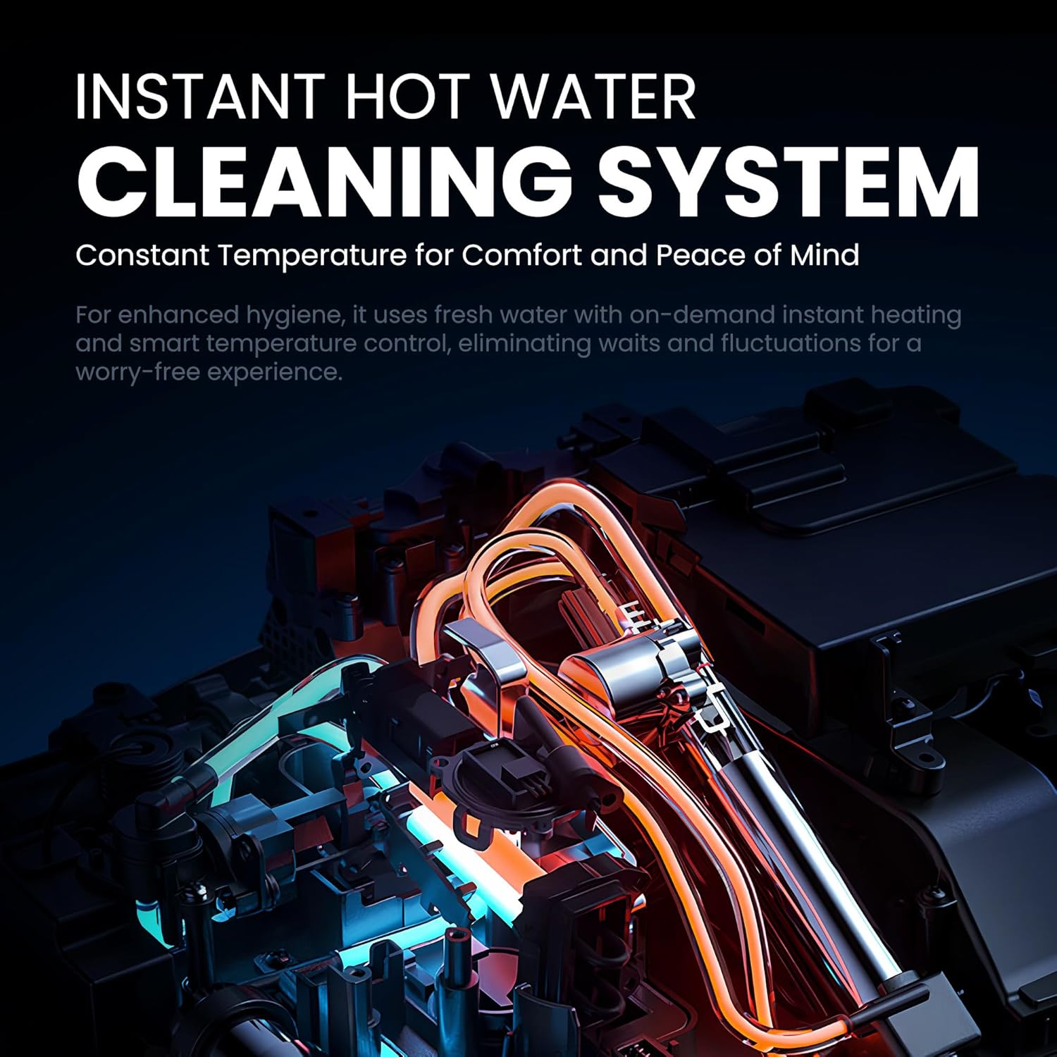 Smart Toilet with Automatic Opening Lid, Microwave & Foot Sensor, Bidet Wash & Air Dryer, Self-Cleaning Nozzle, LED Display, Quiet Dual Pump