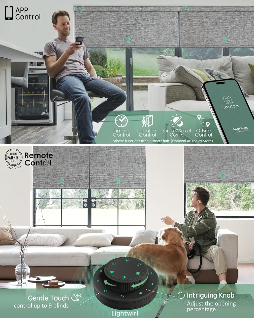 Yoolax Motorized Blinds with Remote, Smart Blinds for Windows Blackout Automatic Shades Compatible with Alexa Remote Control Roller Window Shades with Valance, Custom Size (V-Canyon Grey)