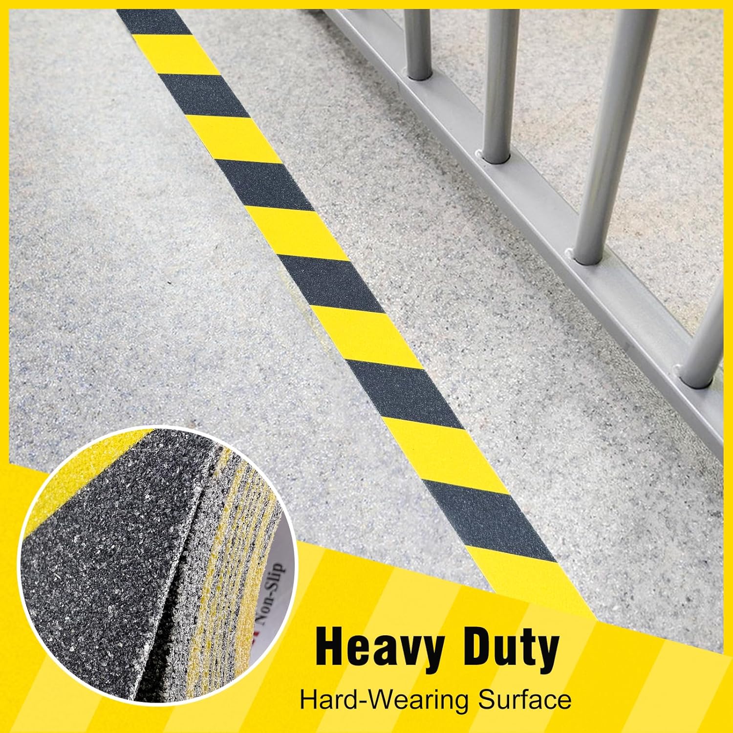 S&X Black/Yellow Anti Slip Tape 12" x 33 FT, Heavy-Duty Grip Tape for Stairs Outdoor Waterproof Safety Non Skid Roll High Traction Non Slip Treads with Hard-Wearing Surface