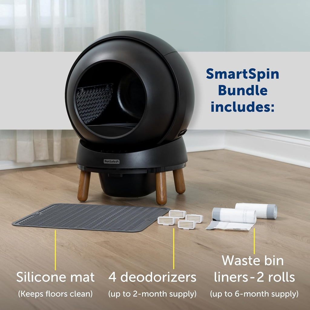 PetSafe ScoopFree SmartSpin Self-Cleaning Litter Box Bundle - Smart Cat Litter Box - Automatic Waste Collection - Odor Control - Complete Litter Kit - Multi-Cat Households