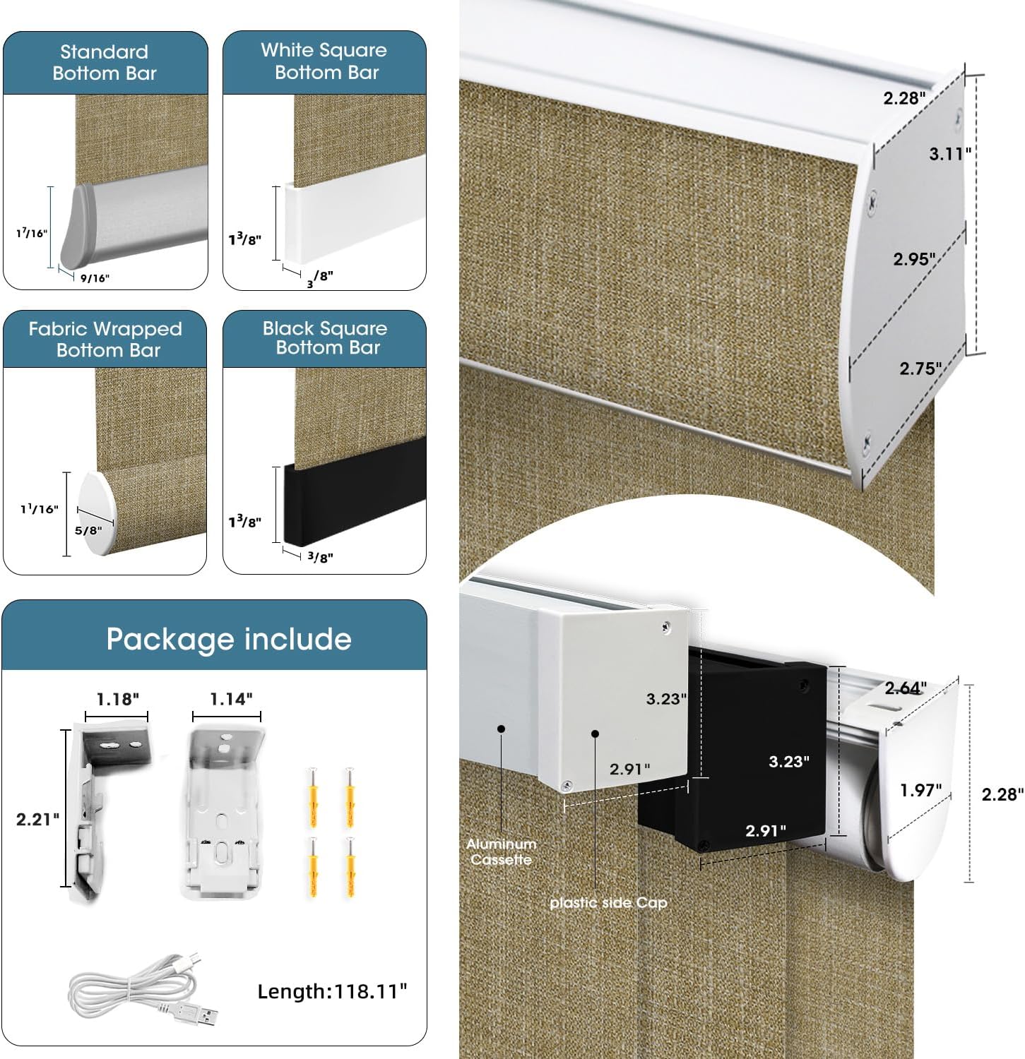 SmartWings Motorized 100% Blackout Shades Blinds, Custom Size, Cordless Window Shades with Rechargeable Battery, Work with Matter/Apple HomeKit, Alexa, Thread/Zigbee, Remote Optional, Vigor Wheat