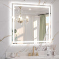 Keonjinn 40" x 36" LED Mirror for Bathroom, Frontlit & Backlit Bathroom Mirror with Lights, HD Tempered Glass, Fast Defogging, 3 Color Lights, Dimmable, Memory Function, Vertically/Horizontally