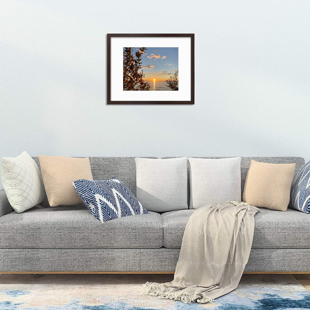 Golden State Art, 16x20 Picture Frames with Mat for 11x14 or 16x20 Picture Collage Gallery Wall Frame with Real Glass, Brown, 2 Pack