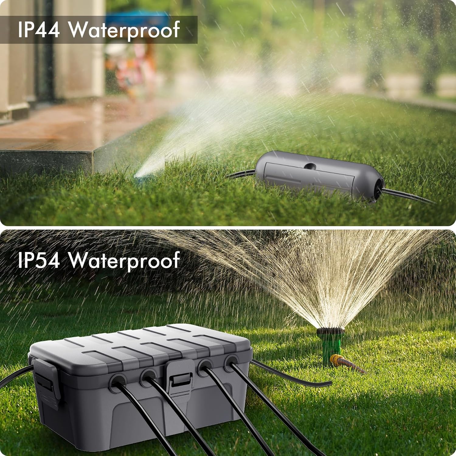 RESTMO 5-Piece Outdoor Waterproof Electrical Box Set – 12.5" x 8.5" x 5" Large & 7.1" x 2.3" x 2.3" Small, Weatherproof Boxes for Power Strip, Outlet, Plug, Socket, Timer, Holiday Light, Gray