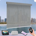 Graywind Motorized Solar Shades Light Filtering Mesh Shade Compatible with Alexa Google Remote Control Window Blinds with Valance for Smart Home Office Business, Custom Size (3% Openness Silver)