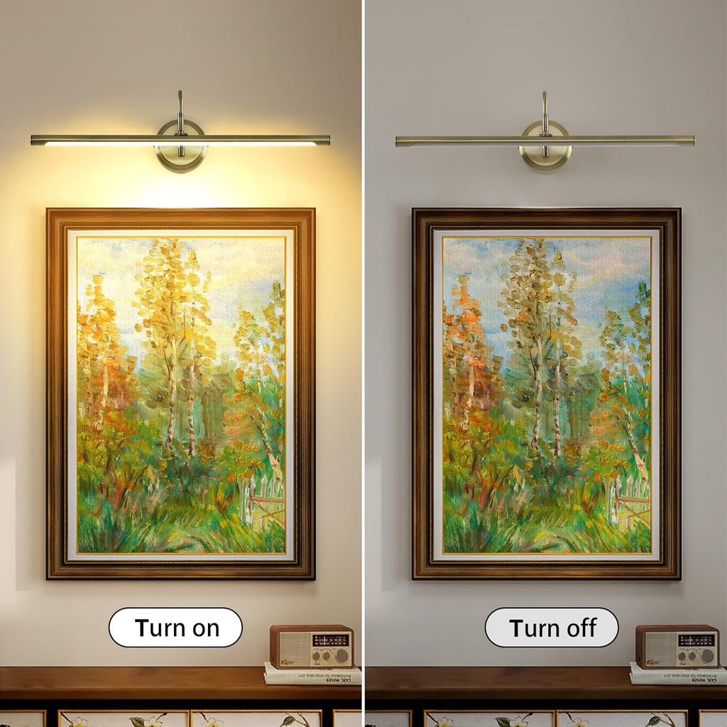 JOOSENLUX Modern LED Picture Lights Mini Accent Spotlights Brief Metal Artwork Display Lamp 24.4“ Inch14W(70W Eqv.),Natural White 3000K,Hardwired Swing Arm,Antique Bronze