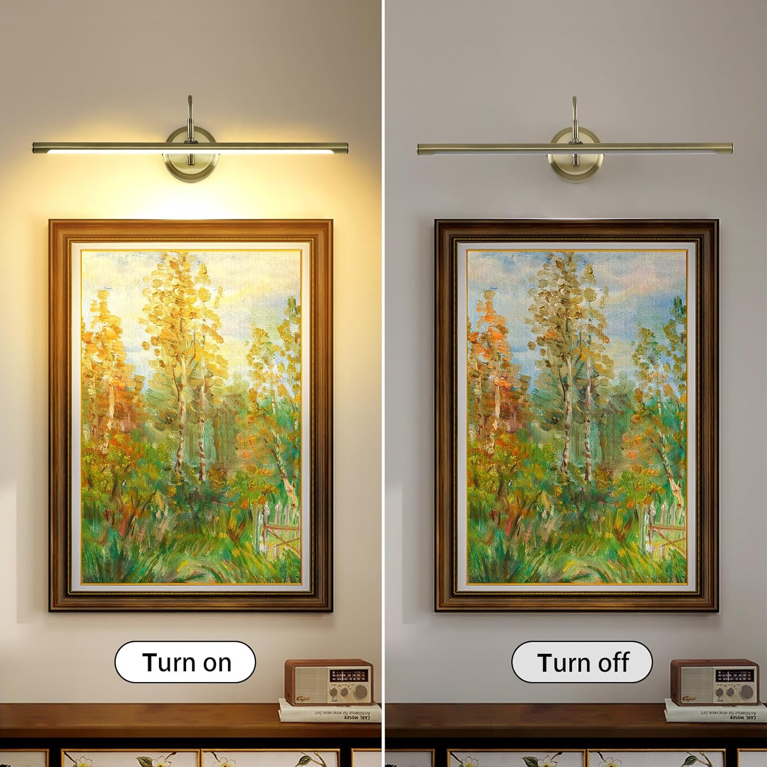 JOOSENLUX Modern LED Picture Lights Mini Accent Spotlights Brief Metal Artwork Display Lamp 24.4“ Inch14W(70W Eqv.),Natural White 3000K,Hardwired Swing Arm,Antique Bronze