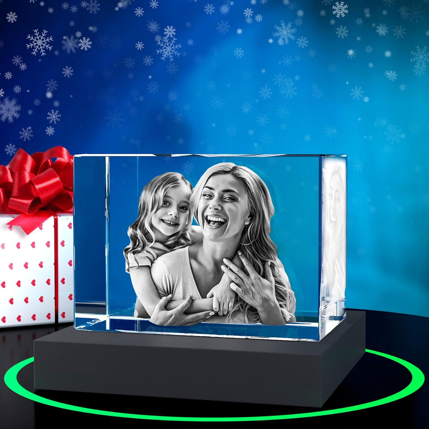 ArtPix 3D Premium Crystal Photo, Christmas Personalized Gifts for Women, Wife, Her, Him, Men, Husband, Grandma, Great Xmas Customized Gift With Your Own Photo, Custom Glass 3D Laser Etched Picture