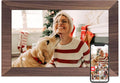 Digital Picture Frame, 10.1 inch Frameo Digital Frame WiFi, 1280 * 800 IPS HD Touchscreen, 32GB Storage, Instant Share Pictures Video, Smart Photo Frame Electronic, Gifts for Mom, Grandma, Woodgrain