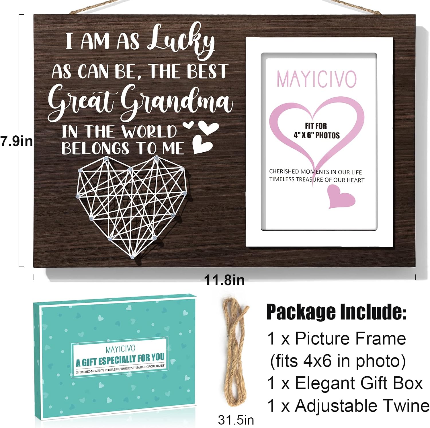 Great Grandma Christmas Gifts Picture Frame, Birthday Gifts for Great Grandma from Grandchildren, Best Great-Grandmother Gift Photo Frame Great-Grandmother Christmas Mothers Day Gift - 4x6 Photo