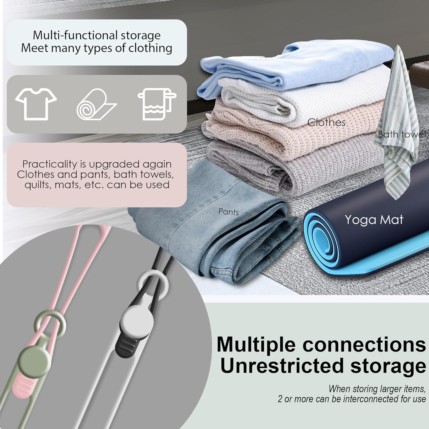 Nearockle 24Pcs Silicone Cable Straps Cord Organizer for Bundling Earphone, Phone Charger, Computer Cords, Reusable Cable Ties Wire Organizer in Home,Office,Kitchen,School (4 Colors)