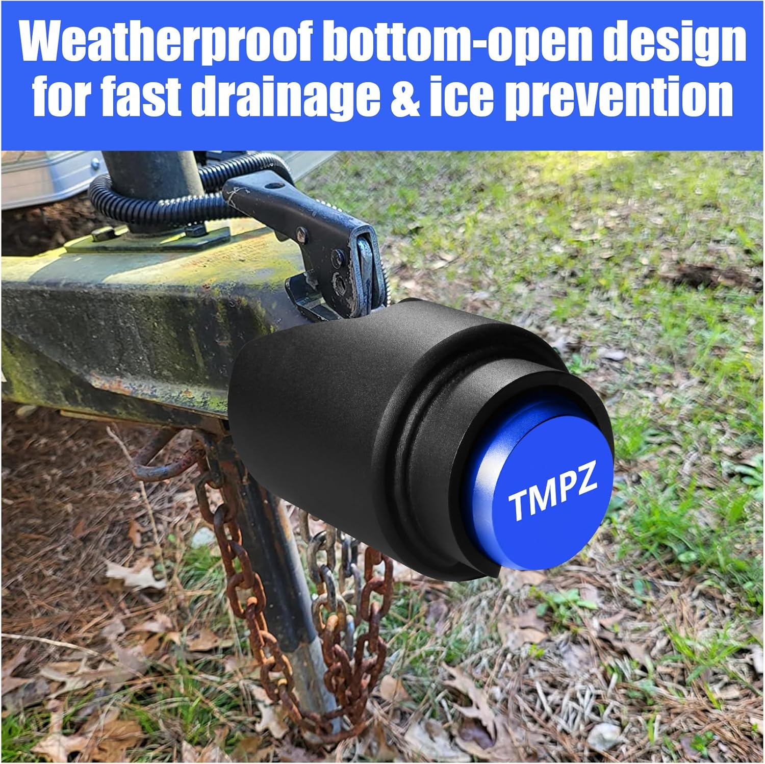 TMPZ Upgraded Heavy Duty Steel Trailer Hitch Lock for Most 2 Inch Couplers – Coupler Lock Secures Safety Chains, Anti-Theft Weatherproof Protection for RV, Pickup, Camper & Utility Trailers (Blue)