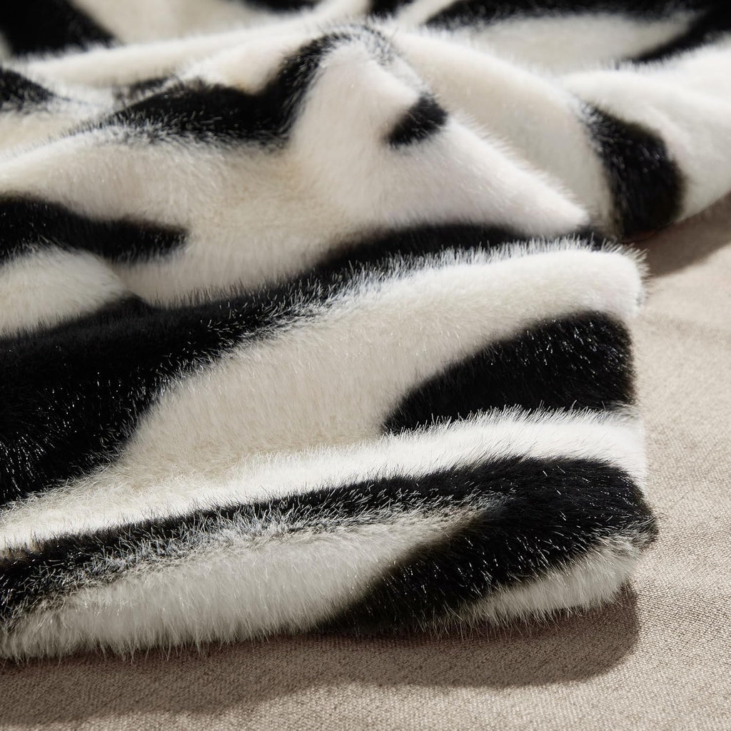 Luxury Faux Fur Heated Blanket Electric Throw - Zebra Print Ultra Soft Thick Warm Heated Blanket, 6 Heating Levels & 12 Hours Auto-Off, ETL Certified, Washable, Luxurious Gifts, 50''x60''