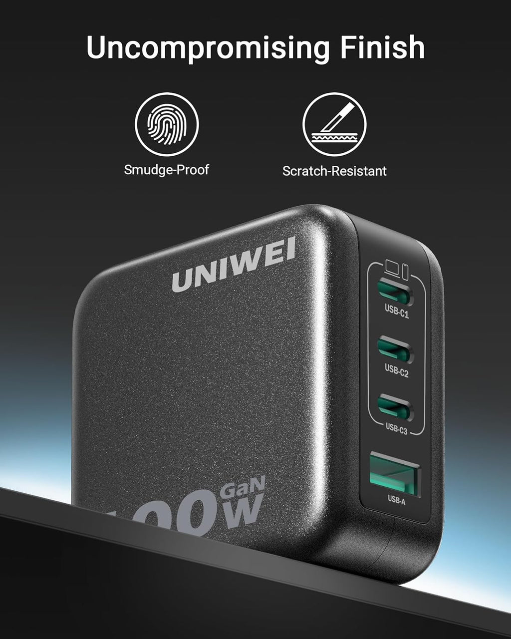 100W USB C Charger Block, 4-Port GaN and Ultra-Compact Wall Adapter, for MacBook, iPhone 17/16 Series, Samsung Galaxy, Pixel, and More