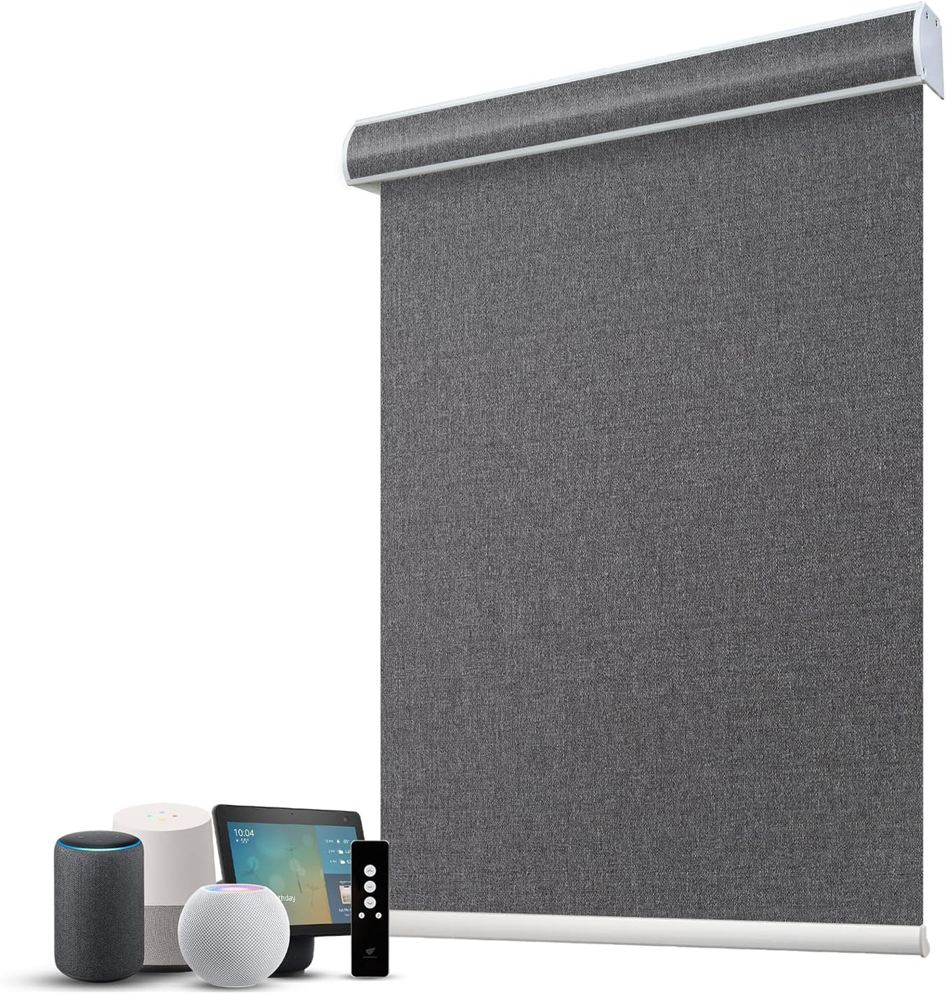 SmartWings Motorized 100% Blackout Shades Blinds, Custom Size, Cordless Window Shades Rechargeable Battery, Work with Matter/Apple HomeKit, Alexa, Thread/Zigbee, Remote Optional, Eclipse Anchor Grey