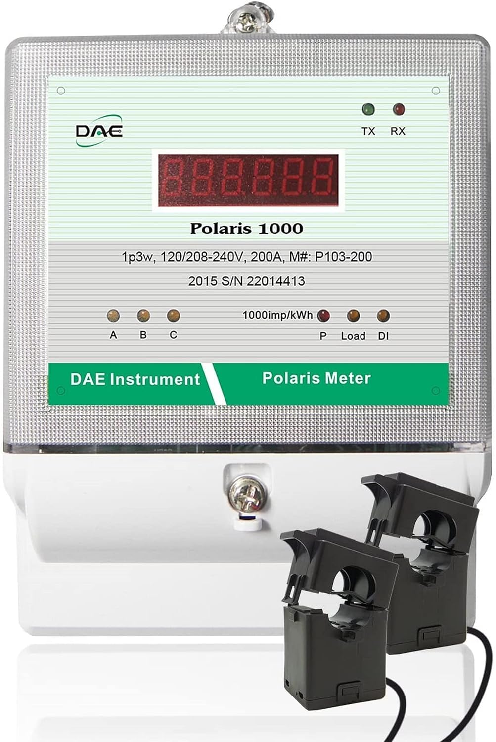 DAE P103-200 KIT, UL, kWh Smart Submeter Polaris 1000, 1 Phase 3 Wire (2 hot Wire, 1 Neutral), 200A, 120/240v, 2 Split Core CTs