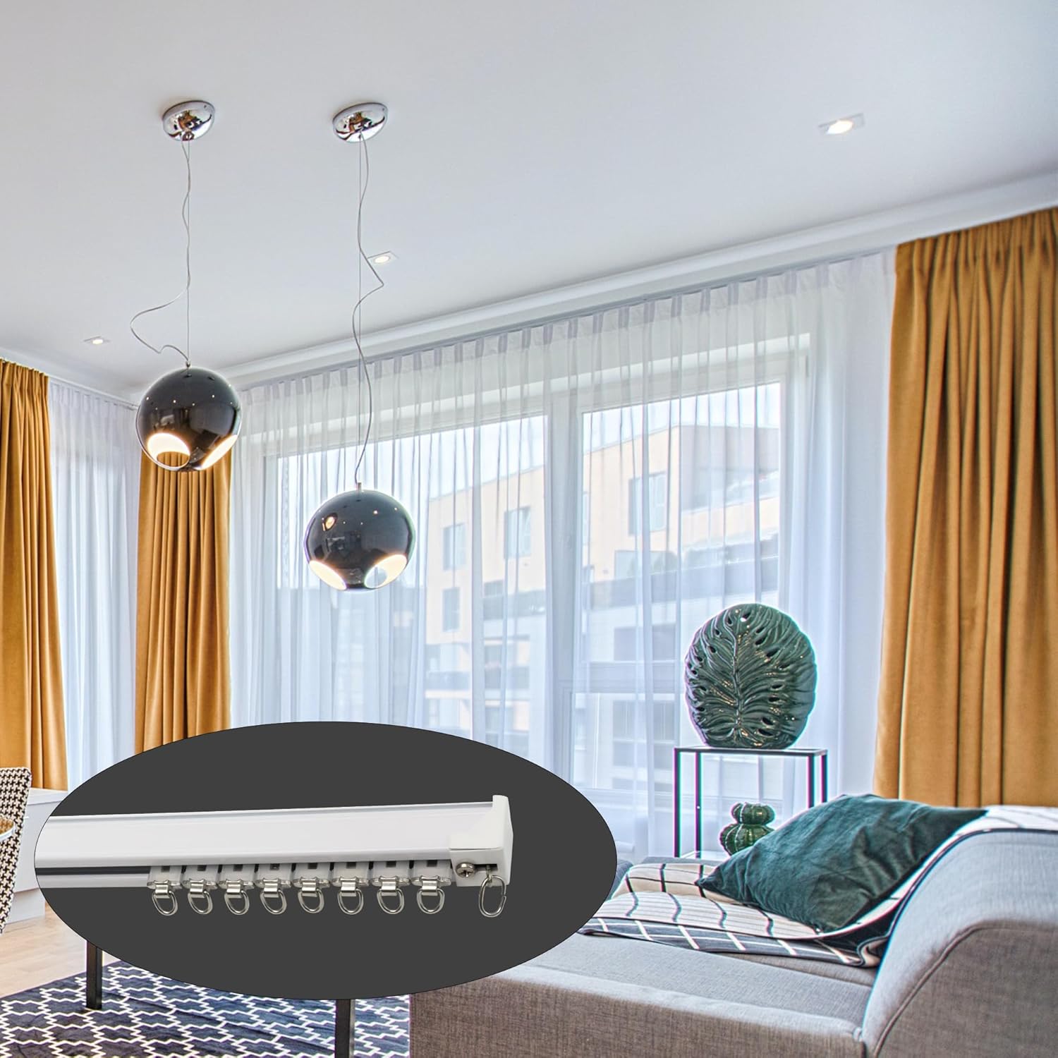 Curtain Track for Ceiling or Wall, Heavy Duty Aluminum Alloy with Smooth Sliding, Easy to Install, White, 3ft To 12ft