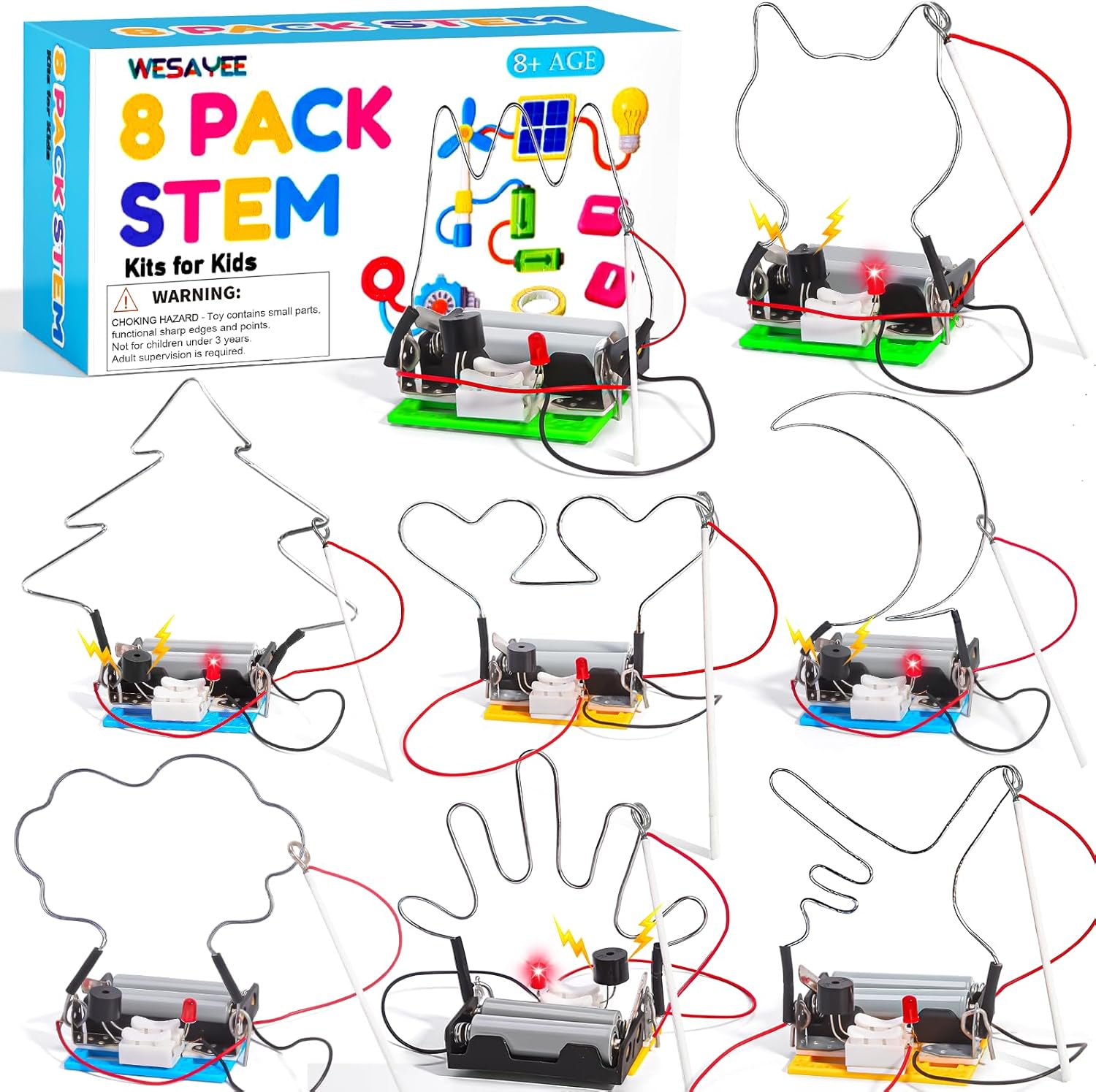 Bulk STEM Kits - 8 Set Electric Touch Maze Games, STEM Craft Kits for Kids Age 8-10 12-14 10-12, Science Experiments Projects Circuit, Girls Boys Crafts for Gift Ideas Classroom Family Activities