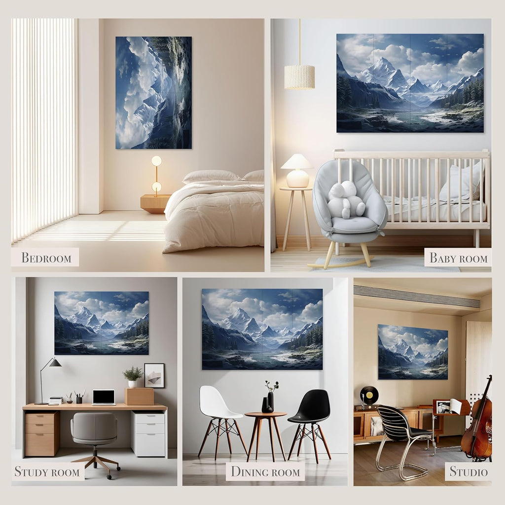 8-Pack Acoustical Wall Panels, 48 X 32 Inches Art Acoustic Panels, Decorative Acoustic Panels, Acoustic Wall Panels, Sound Absorbing Wall Art, Neige Éthérée