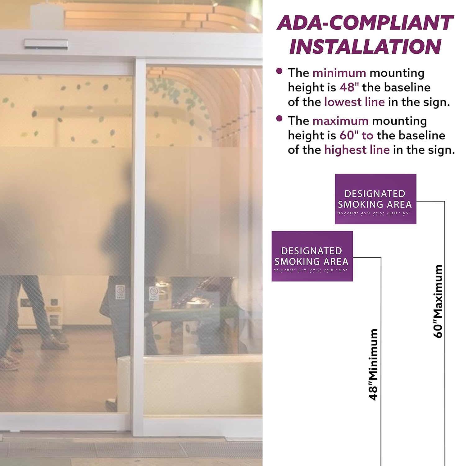 6" X4" Designated Smoking Area Sign - ADA Compliant Tactile Graphics Grade 2 Braille Text | Smoking Permitted Wall Signs for Offices, Private Businesses, Schools, and Restaurants