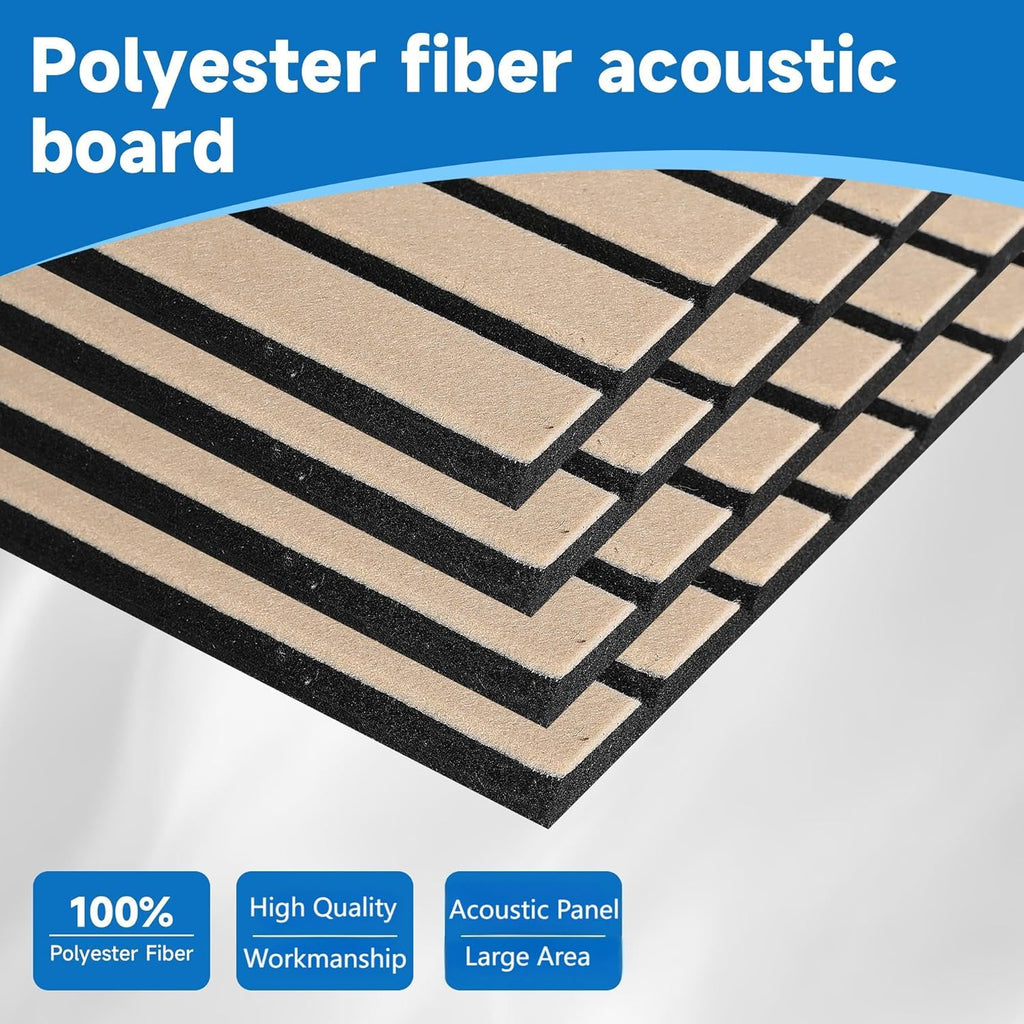5 Pack Large Acoustic Wall Panels 47.2 x 23.6 x 0.4 Inch Sound Proof Sound Absorbing Polyester Fiber Panels Self-Adhesive Decorative Acoustic Panels for Home Studio, Office, Recording