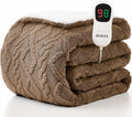 Heated Electric Blanket Twin Size-62"x84" Heating Blanket with 10 Heating Levels & 5 Time Settings Over-Heat Protection，Winter Warmer for Adults with ETL Certification（Beige）