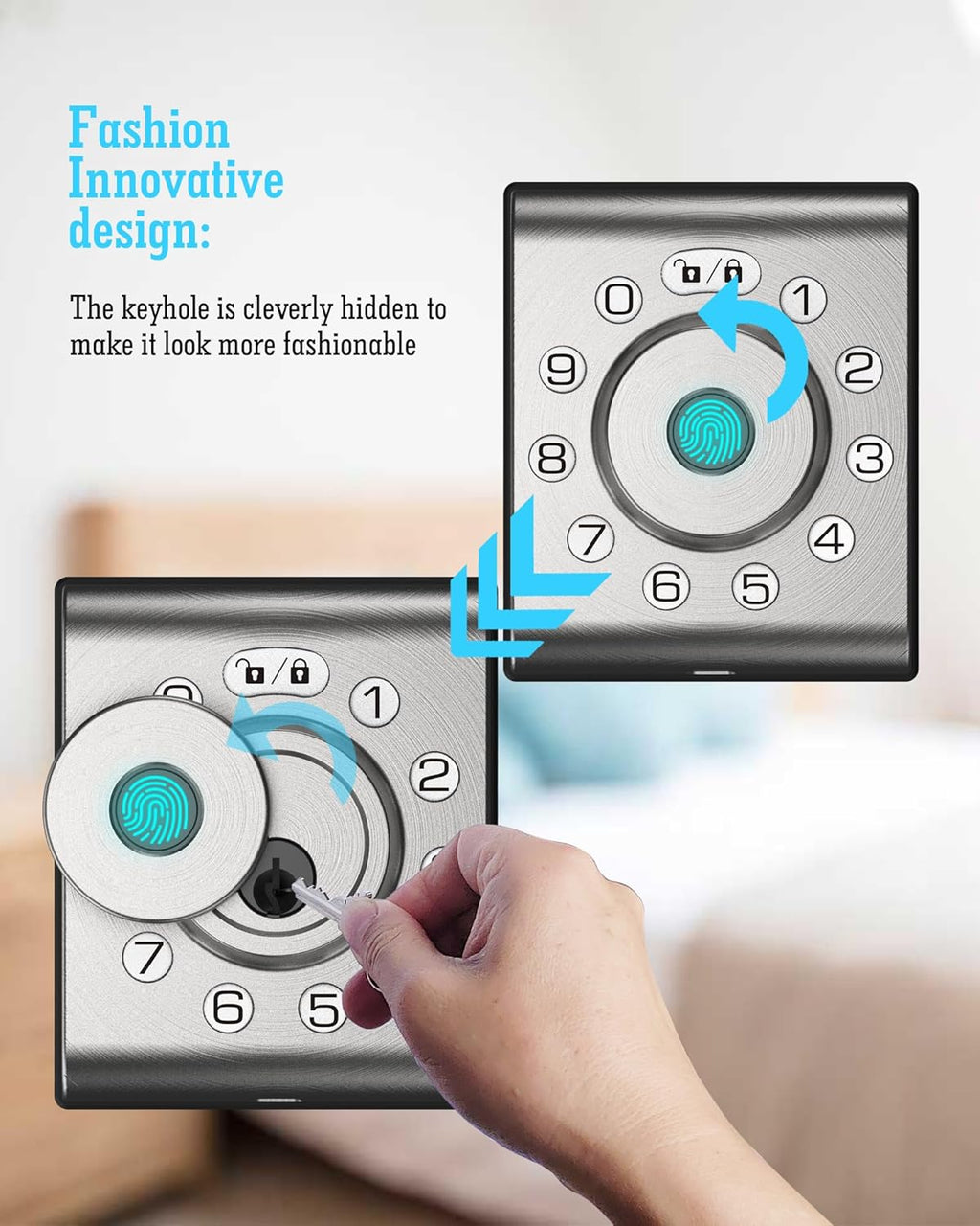 LELOUPFIDELE Smart Lock – Keyless Entry Door Lock with Keypad Deadbolt, Fingerprint & Anti-Peek Code, Compact Design, Auto-Lock, Easy Install for Home//Office (Satin Nickel)