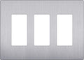 LIDER Brushed Finish Decorator Switch Cover, Screwless Wall Plate, Mid-Size 3-Gang 4.88" x 6.77", Unbreakable Polycarbonate Thermoplastic, UL Listed, LSWP-33M-BSV, Brushed Silver