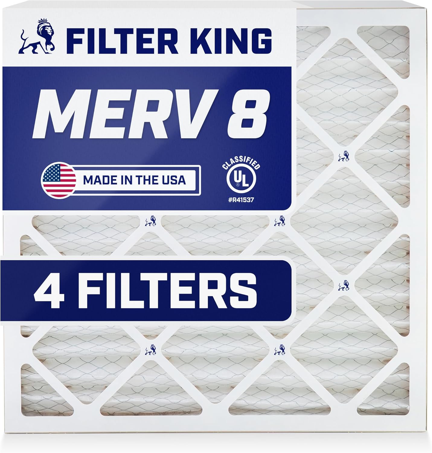 Filter King 34x7x1 Air Filter | 4-PACK | MERV 8 HVAC Pleated A/C Furnace Filters | MADE IN USA | Actual Size: 34 x 7 x .75"