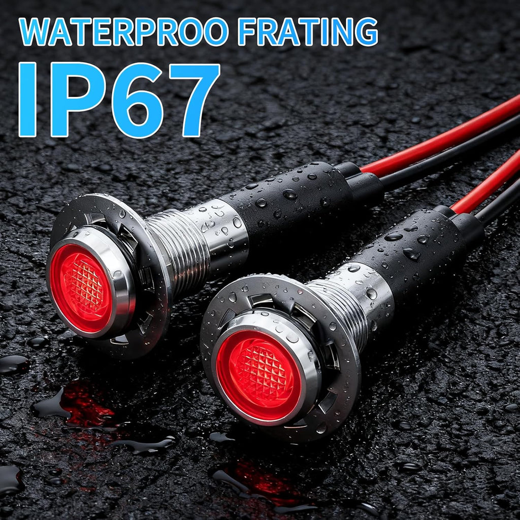 5Pcs 8MM (5/16'') Indicator Light led Indicator 110V 220V Metal Pilot Lamp Lights Aluminum Black Anodized Waterproof ip67 Red Signal Lamp Light(110V-Brass Nickel Plated-White 5Pcs)