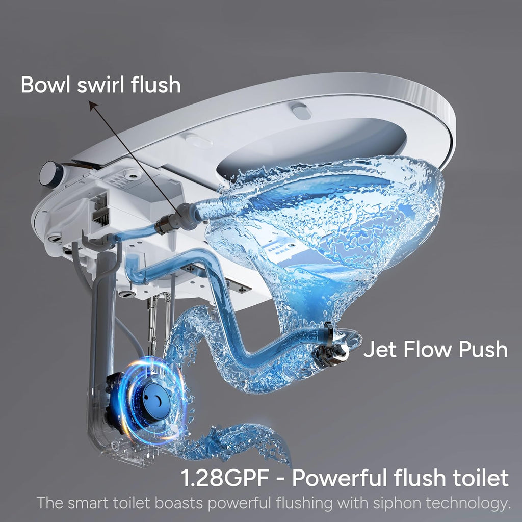 CANEST Smart Toilet with Bidet Built in, Elongated Toilets with Heated Seat, Auto Open Close, Foot Sensor, Warm Water and Dryer, Remote Control, LED Display, Night Light, Auto Deodorization (TC-400BK)