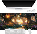 Heated Mouse Pad for Desk 31.5" x 13" – PU Leather Warm Desk Pad with 3 Heat Levels (104°F/113°F/122°F), Plug-in Electric Heating Mat with Auto Shut-Off, Waterproof & Rollable, Glowing Forest