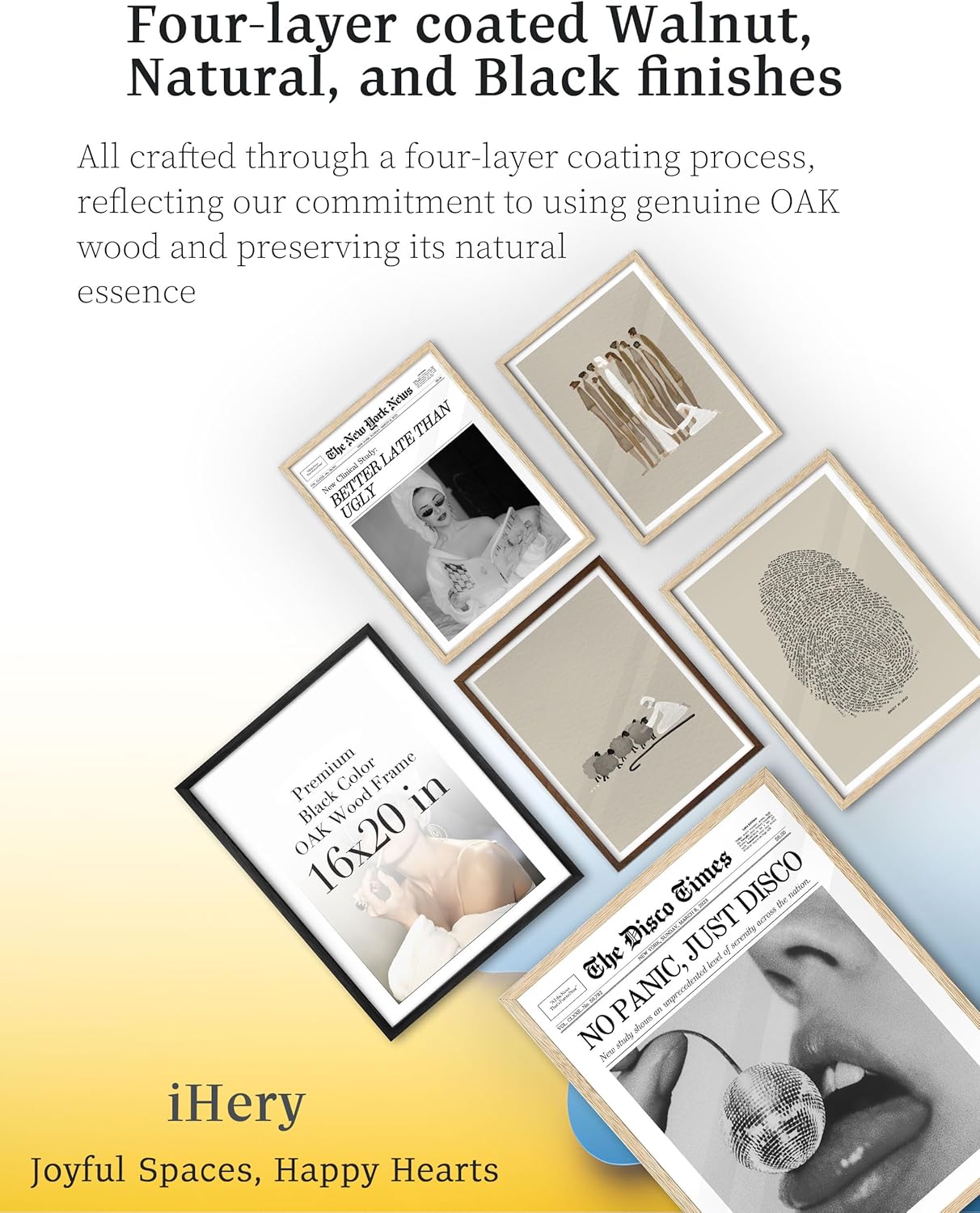 iHery Standard 12x16in Truly Natural OAK Wood Beige Color Picture Frame with High Transparency Acrylic Glass Thickened Backboard, Photo Frames Minimalistic Design Narrow Border 1Pack