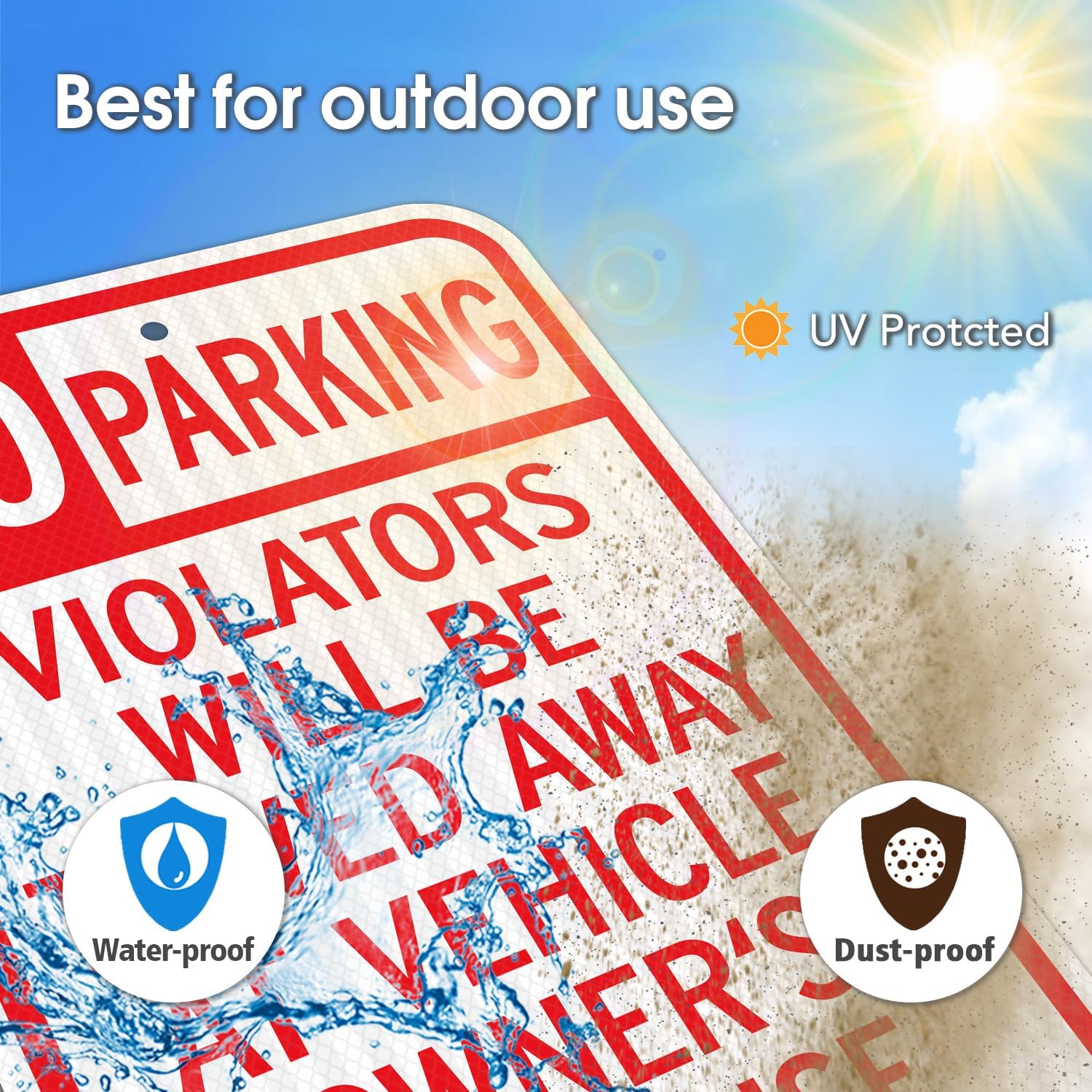 GicnKeuz Large No Parking Signs,18x12 Inches Violators Will Be Towed Away at Vehicle Owner's Expense Signs, Engineer Grade Reflective Aluminum, Fade Resistant,Indoor or Outdoor Use (2-Pack)