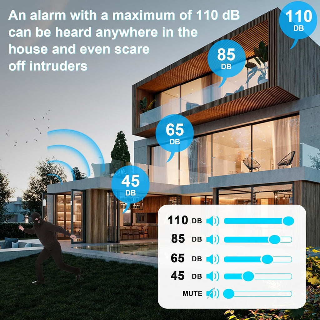 Door Chime,Wireless Door Open Alarm-SANJIE Door Entry Chime with 26 Chimes 5 Adjustable Volume Mute Mode for Business/Home/Store, Pool Alarm with 500ft Range LED Indicators, 1 Receivers + 1 Sensors