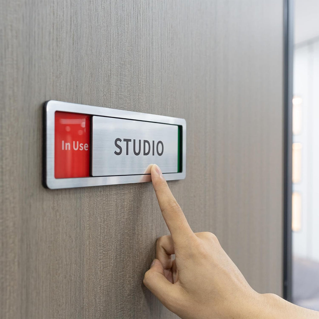 Lactation Room Door Sign with Slider, Do Not Disturb Privacy Office Sign, In Use/Available Acrylic Sliding Indicator for Business Hospital Home, Brushed Silver 8" x 2.6"